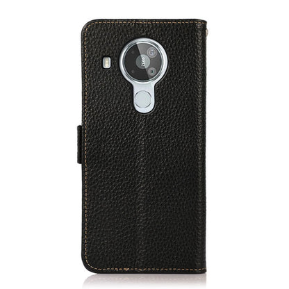For Nokia 7.3 KHAZNEH Side-Magnetic Litchi Genuine Leather RFID Phone Case(Black) - Nokia Cases by buy2fix | Online Shopping UK | buy2fix