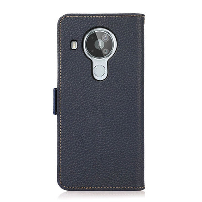 For Nokia 7.3 KHAZNEH Side-Magnetic Litchi Genuine Leather RFID Phone Case(Blue) - Nokia Cases by buy2fix | Online Shopping UK | buy2fix