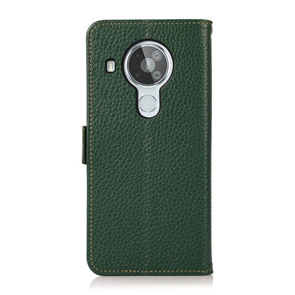 For Nokia 7.3 KHAZNEH Side-Magnetic Litchi Genuine Leather RFID Phone Case(Green) - Nokia Cases by buy2fix | Online Shopping UK | buy2fix