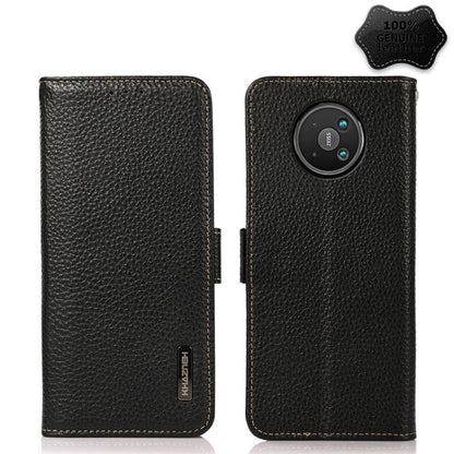 For Nokia 8 V 5G KHAZNEH Side-Magnetic Litchi Genuine Leather RFID Phone Case(Black) - Nokia Cases by buy2fix | Online Shopping UK | buy2fix