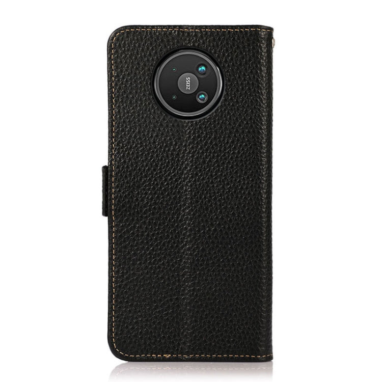 For Nokia 8 V 5G KHAZNEH Side-Magnetic Litchi Genuine Leather RFID Phone Case(Black) - Nokia Cases by buy2fix | Online Shopping UK | buy2fix