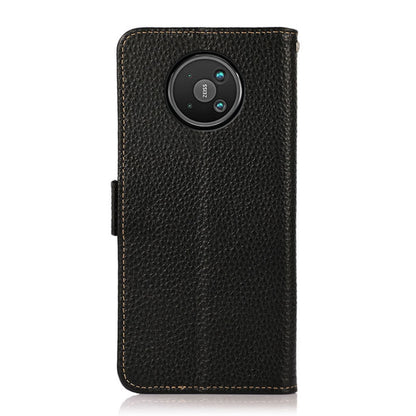 For Nokia 8 V 5G KHAZNEH Side-Magnetic Litchi Genuine Leather RFID Phone Case(Black) - Nokia Cases by buy2fix | Online Shopping UK | buy2fix