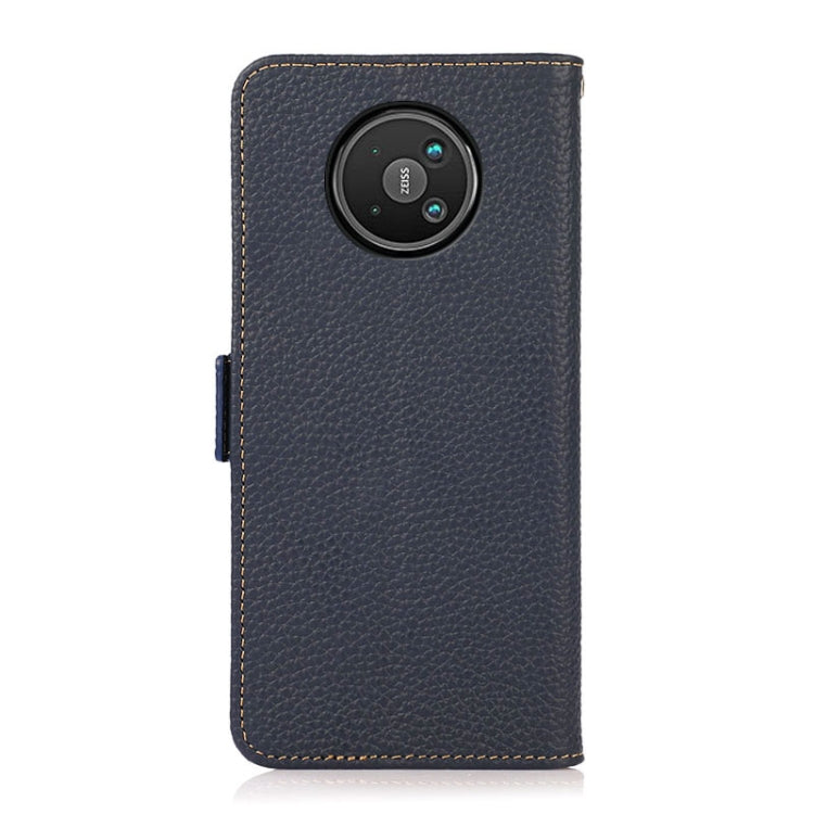 For Nokia 8 V 5G KHAZNEH Side-Magnetic Litchi Genuine Leather RFID Phone Case(Blue) - Nokia Cases by buy2fix | Online Shopping UK | buy2fix