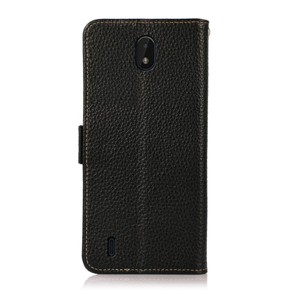 For Nokia C01 Core / C01 Plus KHAZNEH Side-Magnetic Litchi Genuine Leather RFID Phone Case(Black) - Nokia Cases by buy2fix | Online Shopping UK | buy2fix
