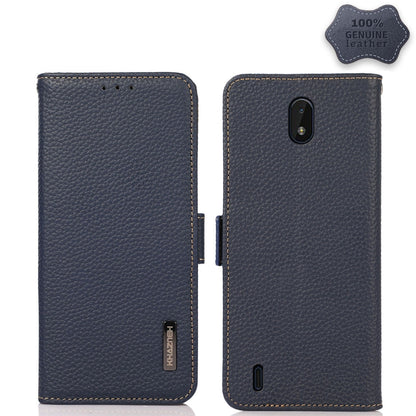 For Nokia C01 Core / C01 Plus KHAZNEH Side-Magnetic Litchi Genuine Leather RFID Phone Case(Blue) - Nokia Cases by buy2fix | Online Shopping UK | buy2fix