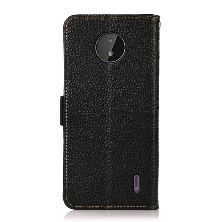 For Nokia C10 / C20 KHAZNEH Side-Magnetic Litchi Genuine Leather RFID Phone Case(Black) - Nokia Cases by buy2fix | Online Shopping UK | buy2fix