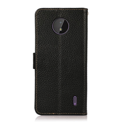 For Nokia C10 / C20 KHAZNEH Side-Magnetic Litchi Genuine Leather RFID Phone Case(Black) - Nokia Cases by buy2fix | Online Shopping UK | buy2fix