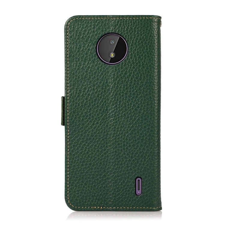 For Nokia C10 / C20 KHAZNEH Side-Magnetic Litchi Genuine Leather RFID Phone Case(Green) - Nokia Cases by buy2fix | Online Shopping UK | buy2fix
