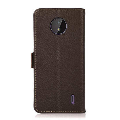 For Nokia C10 / C20 KHAZNEH Side-Magnetic Litchi Genuine Leather RFID Phone Case(Brown) - Nokia Cases by buy2fix | Online Shopping UK | buy2fix