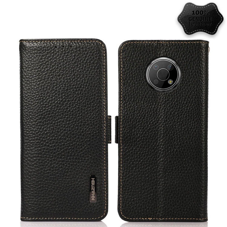 For Nokia G300 KHAZNEH Side-Magnetic Litchi Genuine Leather RFID Phone Case(Black) - Nokia Cases by buy2fix | Online Shopping UK | buy2fix