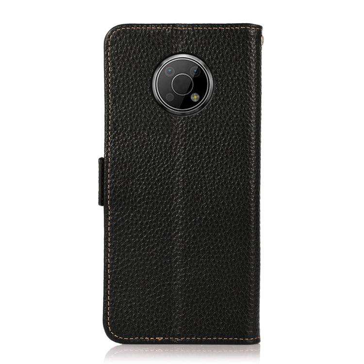 For Nokia G300 KHAZNEH Side-Magnetic Litchi Genuine Leather RFID Phone Case(Black) - Nokia Cases by buy2fix | Online Shopping UK | buy2fix