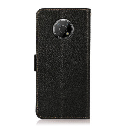 For Nokia G300 KHAZNEH Side-Magnetic Litchi Genuine Leather RFID Phone Case(Black) - Nokia Cases by buy2fix | Online Shopping UK | buy2fix