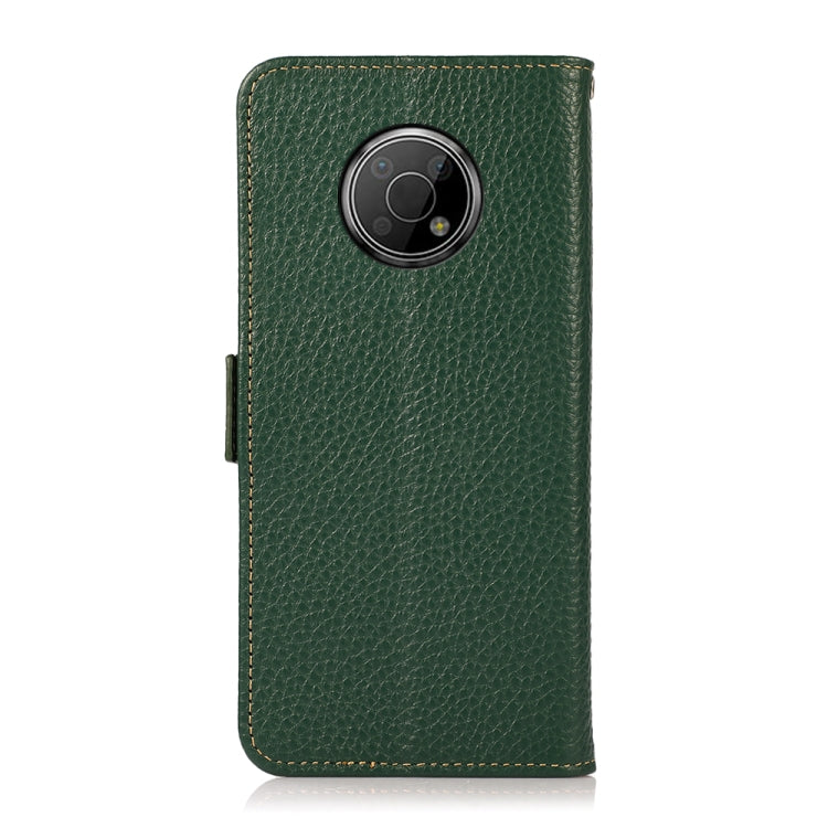 For Nokia G300 KHAZNEH Side-Magnetic Litchi Genuine Leather RFID Phone Case(Green) - Nokia Cases by buy2fix | Online Shopping UK | buy2fix