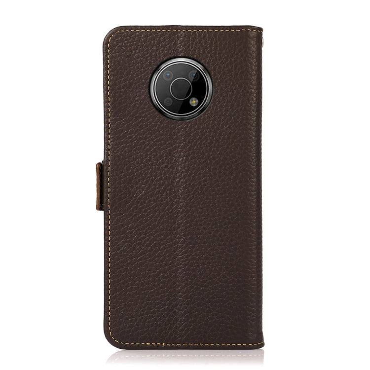 For Nokia G300 KHAZNEH Side-Magnetic Litchi Genuine Leather RFID Phone Case(Brown) - Nokia Cases by buy2fix | Online Shopping UK | buy2fix