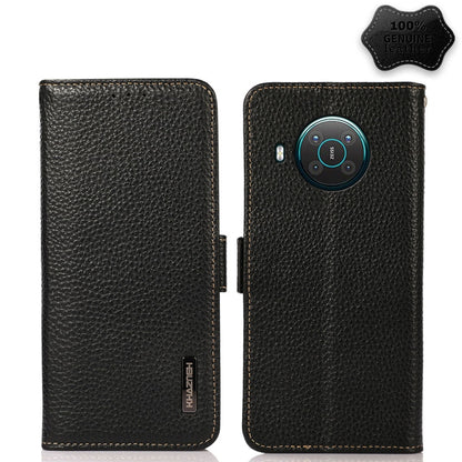 For Nokia X10 / X20 KHAZNEH Side-Magnetic Litchi Genuine Leather RFID Phone Case(Black) - Nokia Cases by buy2fix | Online Shopping UK | buy2fix