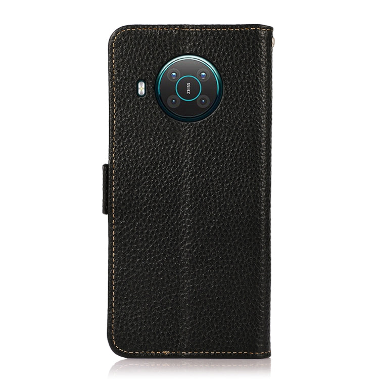 For Nokia X10 / X20 KHAZNEH Side-Magnetic Litchi Genuine Leather RFID Phone Case(Black) - Nokia Cases by buy2fix | Online Shopping UK | buy2fix