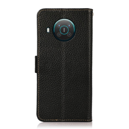 For Nokia X10 / X20 KHAZNEH Side-Magnetic Litchi Genuine Leather RFID Phone Case(Black) - Nokia Cases by buy2fix | Online Shopping UK | buy2fix