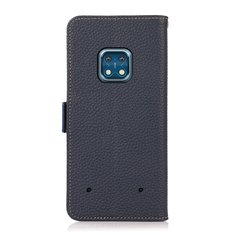 For Nokia XR20 KHAZNEH Side-Magnetic Litchi Genuine Leather RFID Phone Case(Blue) - Nokia Cases by buy2fix | Online Shopping UK | buy2fix
