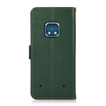 For Nokia XR20 KHAZNEH Side-Magnetic Litchi Genuine Leather RFID Phone Case(Green) - Nokia Cases by buy2fix | Online Shopping UK | buy2fix
