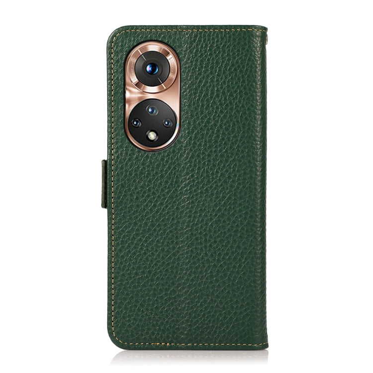 For Honor 50 KHAZNEH Side-Magnetic Litchi Genuine Leather RFID Phone Case(Green) - Honor Cases by buy2fix | Online Shopping UK | buy2fix