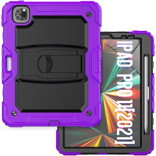 For iPad Pro 11 2022 / 2021 / 2020 / 2018 Silicone + PC Tablet Case with Holder(Purple) - iPad Pro 11 (2022/2021) Cases by buy2fix | Online Shopping UK | buy2fix