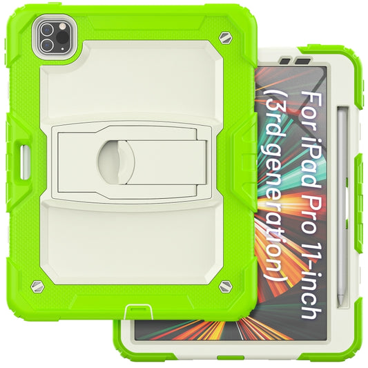 For iPad Pro 11 2022 / 2021 / 2020 / 2018 Silicone + PC Tablet Case with Holder(Yellow Green) - iPad Pro 11 (2022/2021) Cases by buy2fix | Online Shopping UK | buy2fix