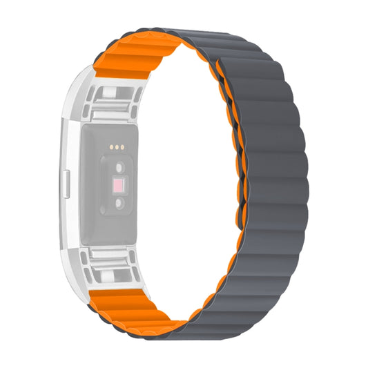 For Fitbit Charge 2 Silicone Magnetic Watch Band(Grey Orange) by buy2fix