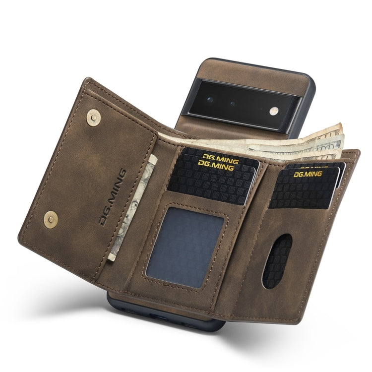 For Google Pixel 6 Pro DG.MING M1 Series 3-Fold Multi Card Wallet Back Cover Leather Phone Case(Coffee) by DG.MING