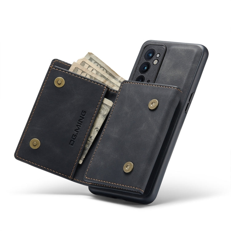 For OnePlus 9RT 5G DG.MING M1 Series 3-Fold Multi Card Wallet Back Cover Leather Phone Case(Black) - OnePlus Cases by DG.MING | Online Shopping UK | buy2fix