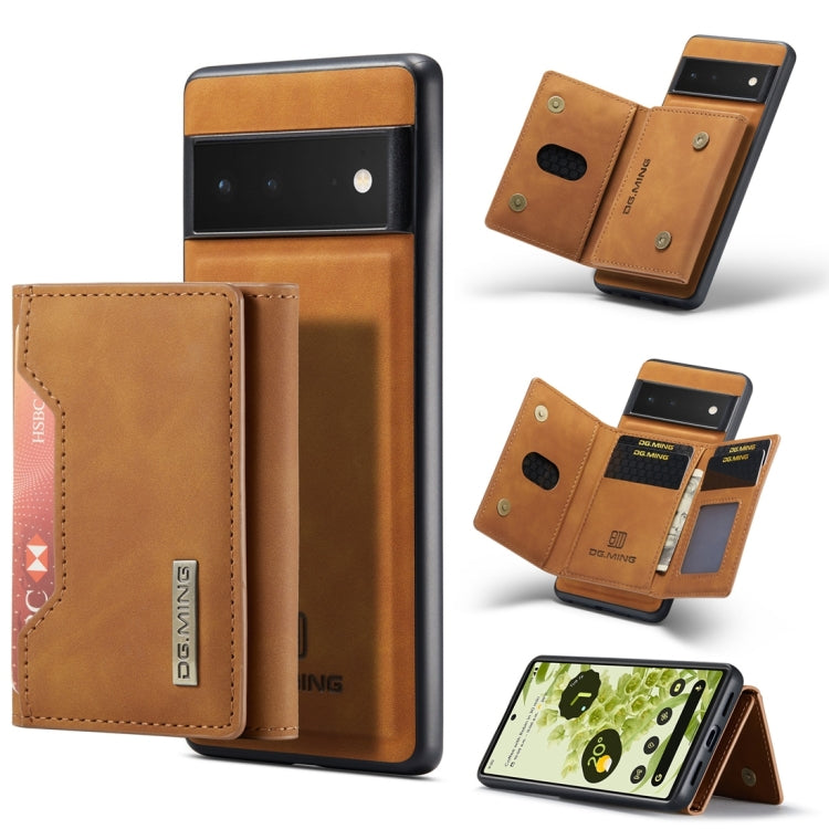 For Google Pixel 6 Pro DG.MING M2 Series 3-Fold Multi Card Bag Back Cover Leather Phone Case(Brown) by DG.MING