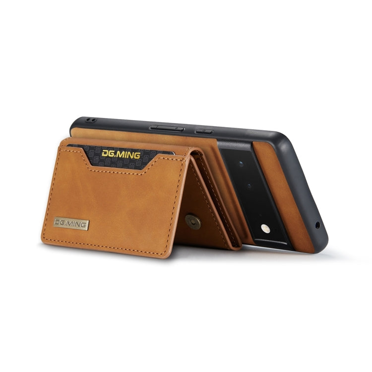For Google Pixel 6 Pro DG.MING M2 Series 3-Fold Multi Card Bag Back Cover Leather Phone Case(Brown) by DG.MING