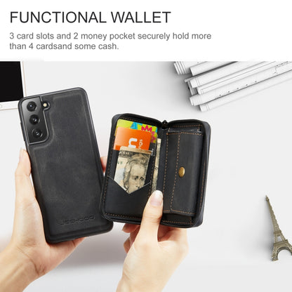 For Samsung Galaxy S22 5G JEEHOOD Magnetic Zipper Horizontal Flip Phone Leather Case(Black) - Galaxy S22 5G Cases by JEEHOOD | Online Shopping UK | buy2fix