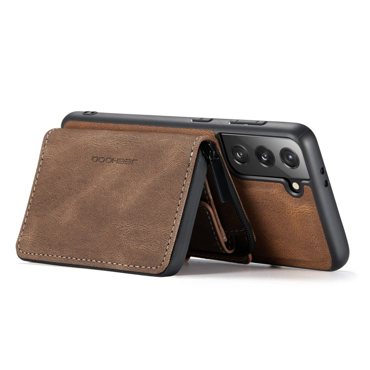 For Samsung Galaxy S22 5G JEEHOOD Magnetic Zipper Horizontal Flip Phone Leather Case(Brown) - Galaxy S22 5G Cases by JEEHOOD | Online Shopping UK | buy2fix