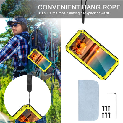 For Samsung Galaxy S22 5G R-JUST Metal + Silicone Holder Phone Case(Yellow) by R-JUST