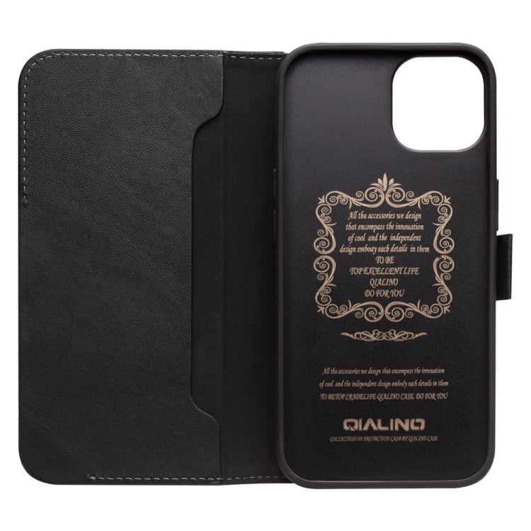 For iPhone 13 QIALINO Magnetic Buckle Leather Phone Case(Black) - iPhone 13 Cases by QIALINO | Online Shopping UK | buy2fix