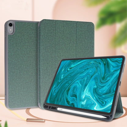 For iPad Pro 10.5 Mutural Exquisite Series Cloth Texture PU+TPU Leather Case with 3-Fold Holder & Pen Slot & Sleep & Wake-up Function(Green) by Mutural