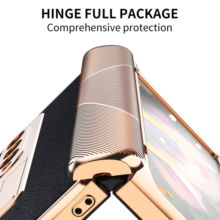 For Samsung Galaxy Z Fold3 5G Electroplated Armor Cross Texture Phone Case(Black) - Galaxy Phone Cases by buy2fix | Online Shopping UK | buy2fix