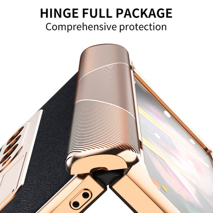 For Samsung Galaxy Z Fold3 5G Electroplated Armor Cross Texture Phone Case(Black) - Galaxy Phone Cases by buy2fix | Online Shopping UK | buy2fix