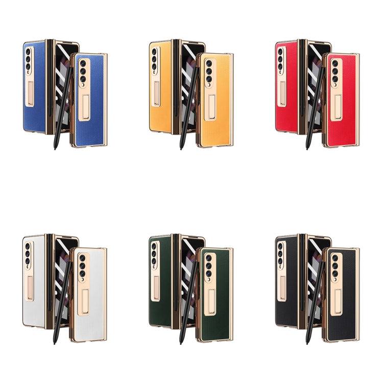 For Samsung Galaxy Z Fold3 5G Electroplated Hinge Pen Slot Kevlar Phone Case(Green) - Galaxy Phone Cases by buy2fix | Online Shopping UK | buy2fix
