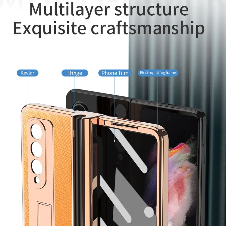 For Samsung Galaxy Z Fold3 5G Electroplated Hinge Pen Slot Kevlar Phone Case(Red) - Galaxy Phone Cases by buy2fix | Online Shopping UK | buy2fix