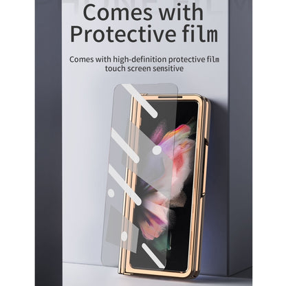 For Samsung Galaxy Z Fold3 5G Electroplated Hinge Pen Slot Kevlar Phone Case(Blue) - Galaxy Phone Cases by buy2fix | Online Shopping UK | buy2fix