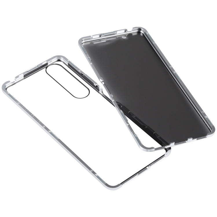 For Sony Xperia 1 III Anti-peeping Magnetic Double-sided Tempered Glass Phone Case(Silver) - Sony Cases by buy2fix | Online Shopping UK | buy2fix