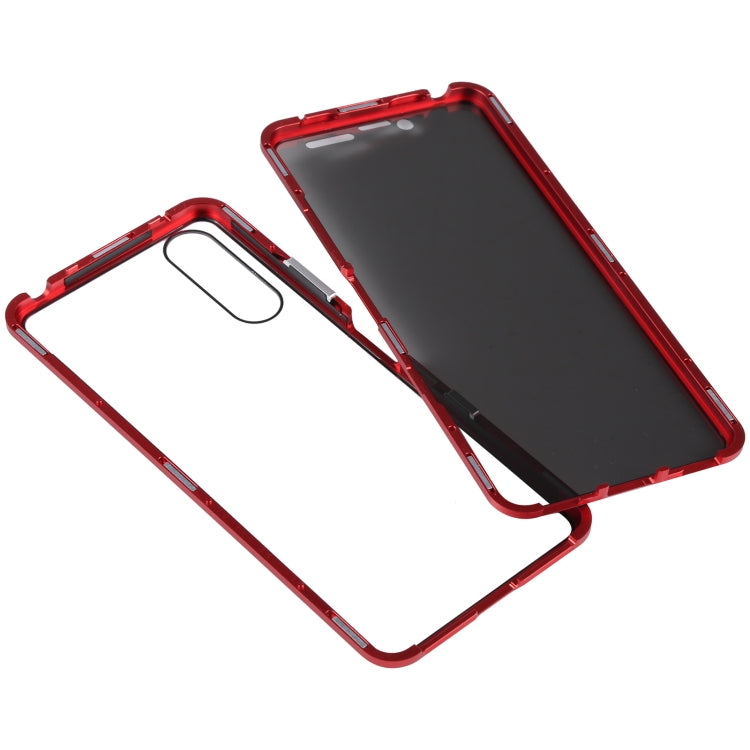 For Sony Xperia 10 III Anti-peeping Magnetic Double-sided Tempered Glass Phone Case(Red) - Sony Cases by buy2fix | Online Shopping UK | buy2fix