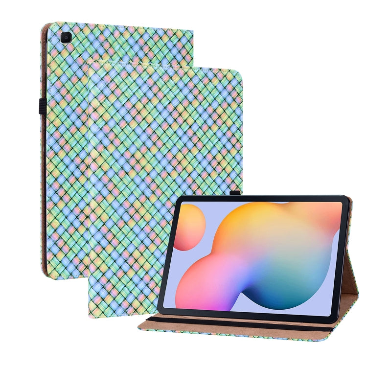 For Samsung Galaxy Tab S6 Lite Color Weave Smart Leather Tablet Case(Rainbow) by buy2fix