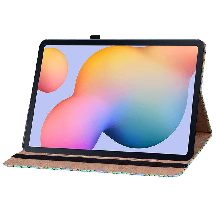 For Samsung Galaxy Tab S6 Lite Color Weave Smart Leather Tablet Case(Rainbow) by buy2fix