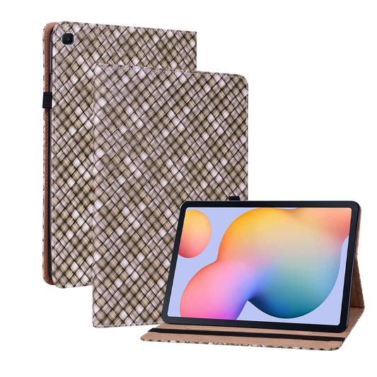 For Samsung Galaxy Tab S6 Lite Color Weave Smart Leather Tablet Case(Brown) by buy2fix