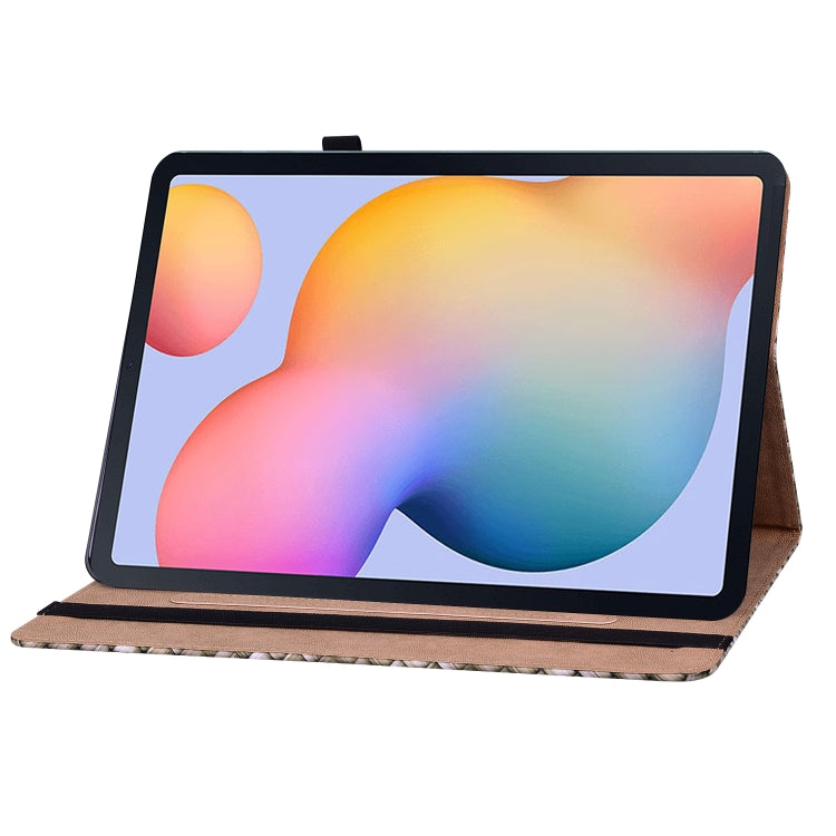 For Samsung Galaxy Tab S6 Lite Color Weave Smart Leather Tablet Case(Brown) by buy2fix
