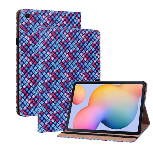 For Samsung Galaxy Tab S6 Lite Color Weave Smart Leather Tablet Case(Blue) by buy2fix