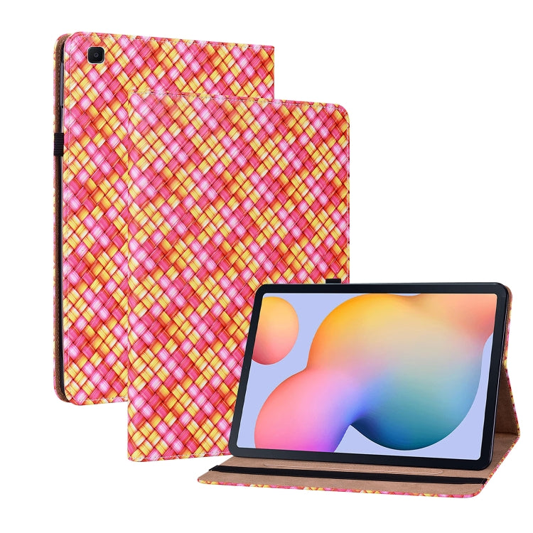For Samsung Galaxy Tab S6 Lite Color Weave Smart Leather Tablet Case(Rose Red) by buy2fix