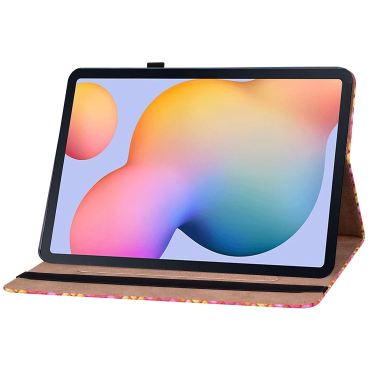 For Samsung Galaxy Tab S6 Lite Color Weave Smart Leather Tablet Case(Rose Red) by buy2fix